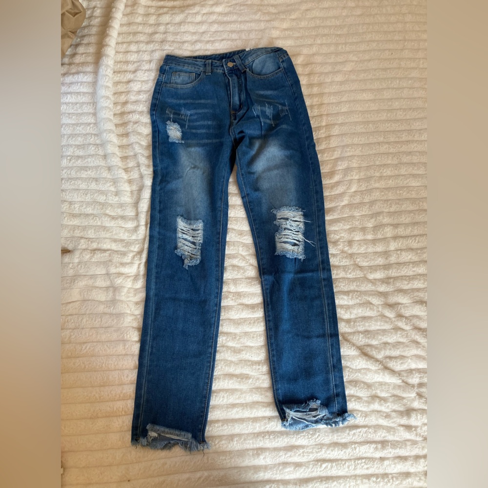New Distressed Blue Jeans